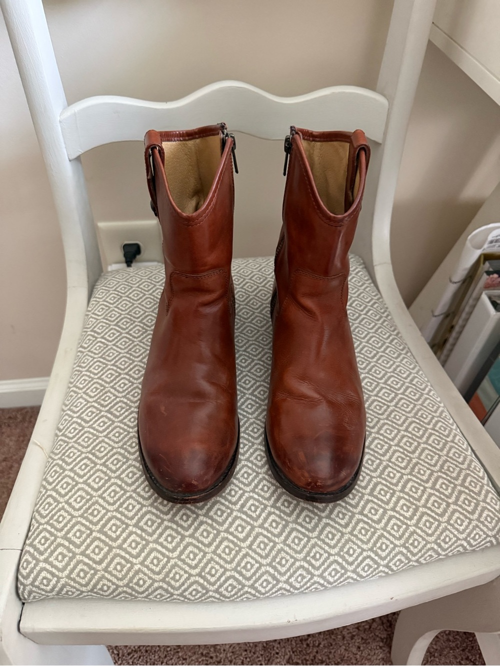 Frye Chestnut Leather Zip Ankle Boots